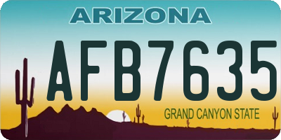 AZ license plate AFB7635