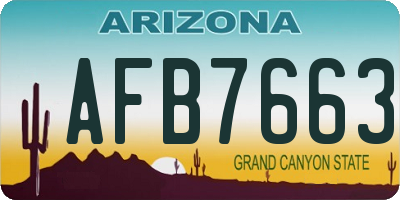 AZ license plate AFB7663