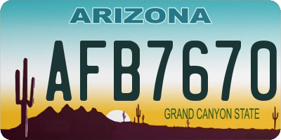 AZ license plate AFB7670