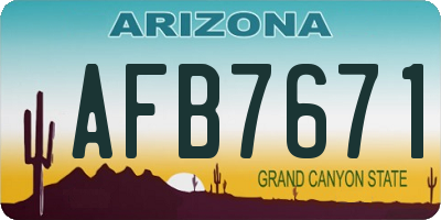 AZ license plate AFB7671