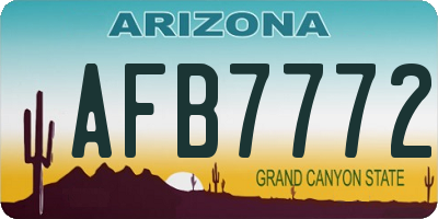 AZ license plate AFB7772