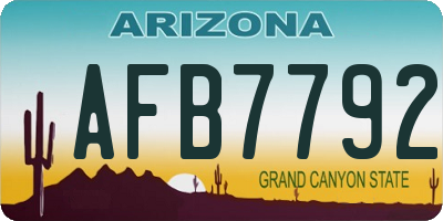 AZ license plate AFB7792