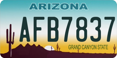 AZ license plate AFB7837