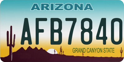 AZ license plate AFB7840