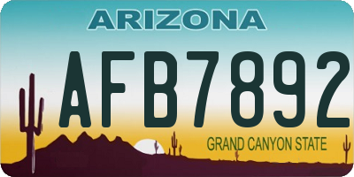 AZ license plate AFB7892