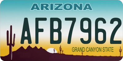 AZ license plate AFB7962