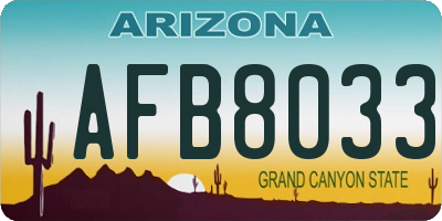 AZ license plate AFB8033