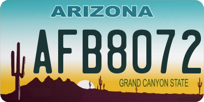 AZ license plate AFB8072