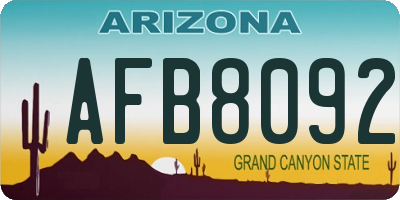 AZ license plate AFB8092