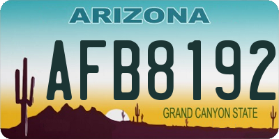 AZ license plate AFB8192