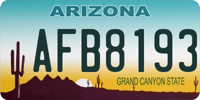 AZ license plate AFB8193