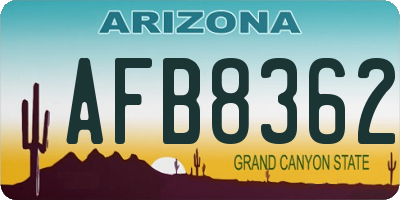 AZ license plate AFB8362