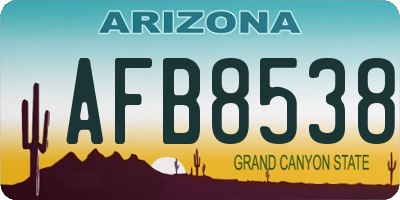 AZ license plate AFB8538