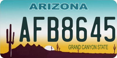 AZ license plate AFB8645