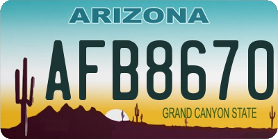 AZ license plate AFB8670