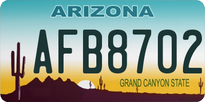 AZ license plate AFB8702