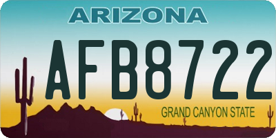 AZ license plate AFB8722