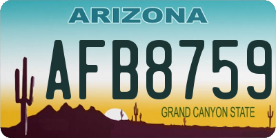 AZ license plate AFB8759
