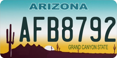 AZ license plate AFB8792