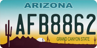 AZ license plate AFB8862