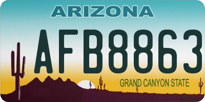 AZ license plate AFB8863