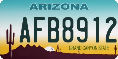AZ license plate AFB8912