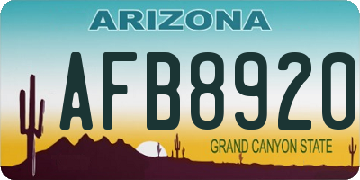AZ license plate AFB8920
