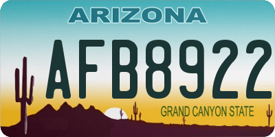 AZ license plate AFB8922