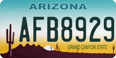 AZ license plate AFB8929
