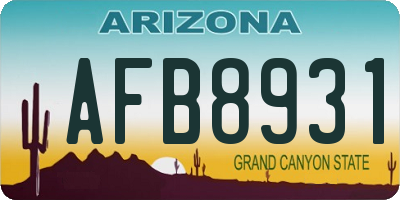 AZ license plate AFB8931