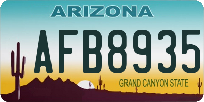 AZ license plate AFB8935