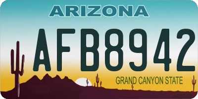 AZ license plate AFB8942