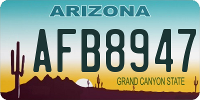 AZ license plate AFB8947