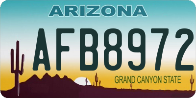 AZ license plate AFB8972