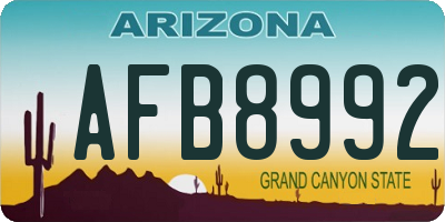 AZ license plate AFB8992