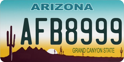 AZ license plate AFB8999