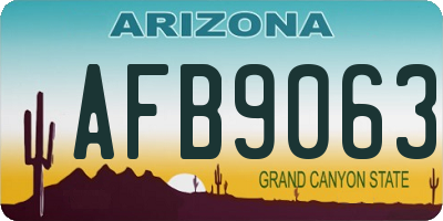 AZ license plate AFB9063
