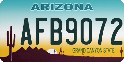 AZ license plate AFB9072
