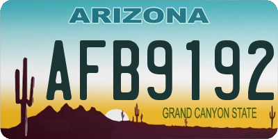 AZ license plate AFB9192