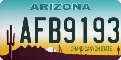 AZ license plate AFB9193