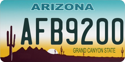 AZ license plate AFB9200
