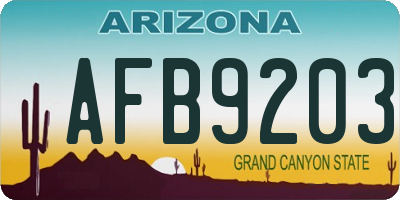 AZ license plate AFB9203