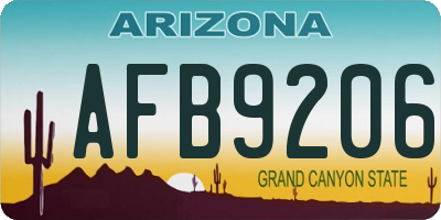 AZ license plate AFB9206