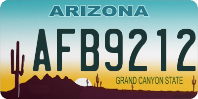 AZ license plate AFB9212