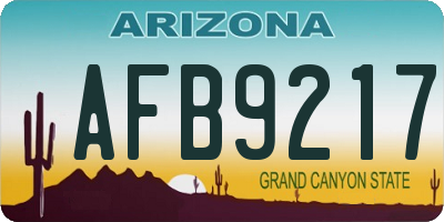 AZ license plate AFB9217