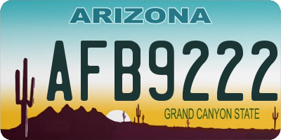 AZ license plate AFB9222