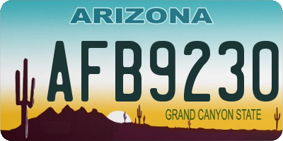 AZ license plate AFB9230