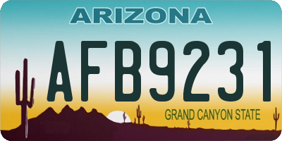 AZ license plate AFB9231