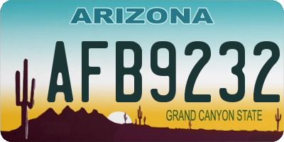 AZ license plate AFB9232