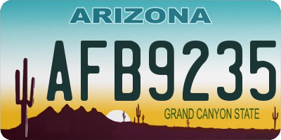 AZ license plate AFB9235